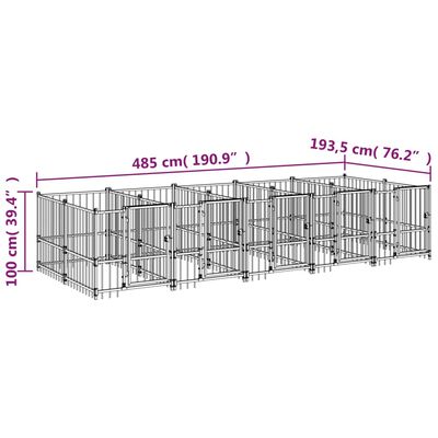 vidaXL acél kültéri kutyakennel 9,38 m²