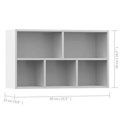 vidaXL fehér forgácslap könyv-/tálalószekrény 50 x 25 x 80 cm