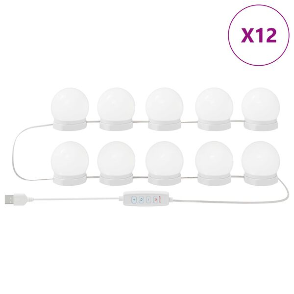 vidaXL T&uuml;k&ouml;r vil&aacute;g&iacute;t&aacute;s 12 pcs Feh&eacute;r 4.5 x 4.5 x 4.8 cm Műanyag