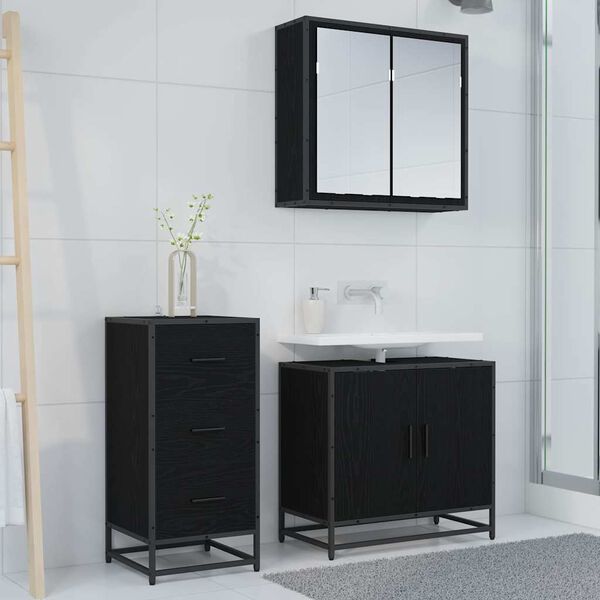 vidaXL Sz&eacute;f Fekete t&ouml;lgy 35.5 x 35 x 76 cm