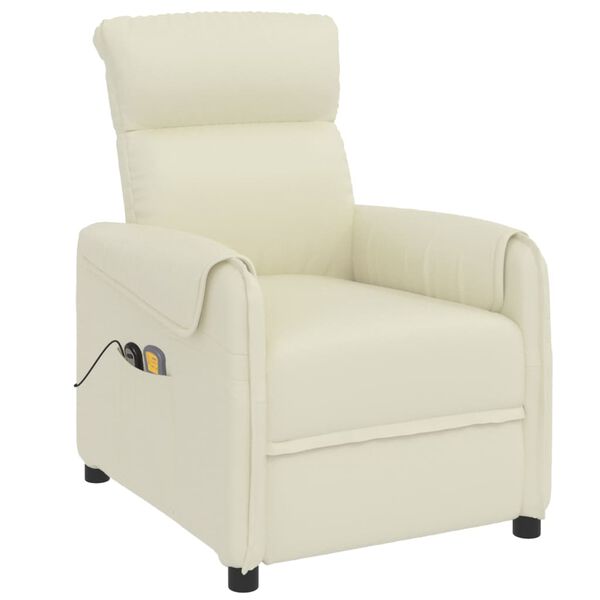 vidaXL krémszínű műbőr elektromos masszázsfotel