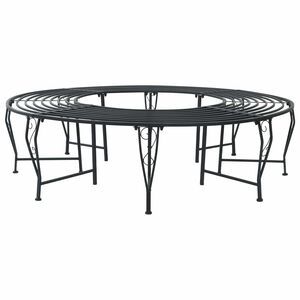 vidaXL Fa pad 8-&Uuml;lőhelyek sz&aacute;ma &Oslash; 160 x 44 cm Ac&eacute;l Fekete Kerek