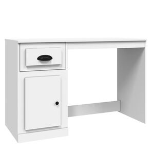 vidaXL feh&eacute;r szerelt fa &iacute;r&oacute;asztal fi&oacute;kkal 115x50x75 cm