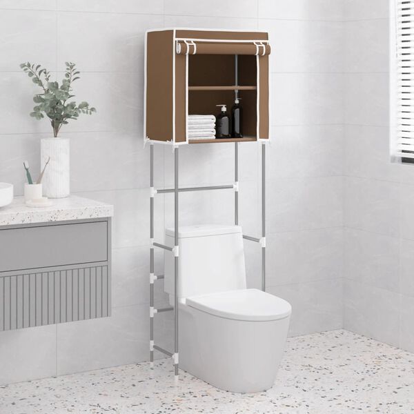 vidaXL 2 szintes barna vas WC feletti t&aacute;rol&oacute;&aacute;llv&aacute;ny 56x30x170 cm