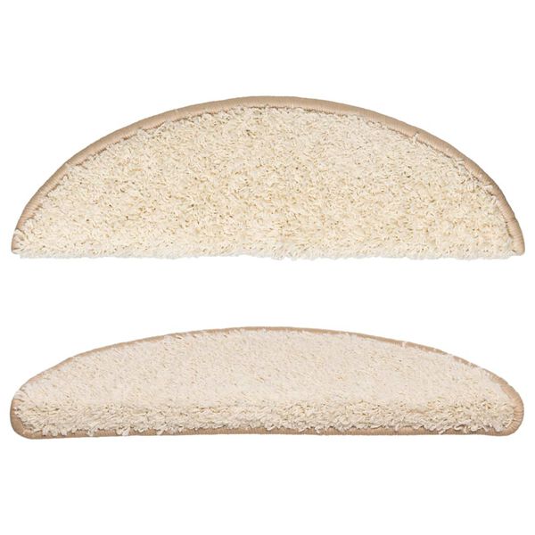 vidaXL 10 db krémszínű, félkör alakú lépcsőszőnyeg 56 x 17 x 3 cm