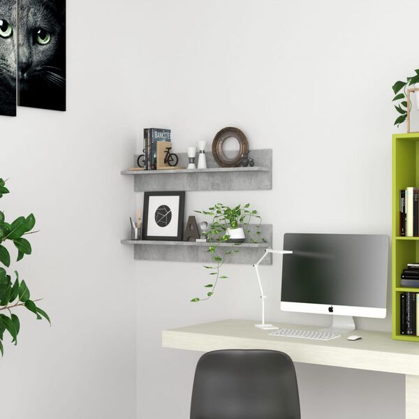 vidaXL 2 db betonszürke forgácslap fali polc 80 x 11,5 x 18 cm