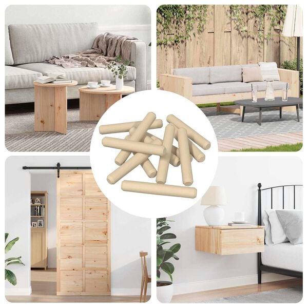 vidaXL Fa d&uuml;belek 12 pcs Barna &Oslash;8 x 50 mm T&ouml;m&ouml;r fa