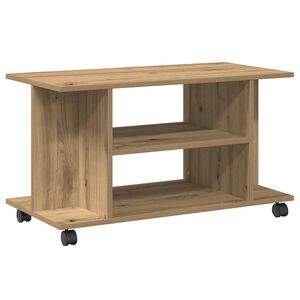 vidaXL k&eacute;zműves t&ouml;lgysz&iacute;nű szerelt fa TV-szekr&eacute;ny g&ouml;rgőkkel 80x40x45cm