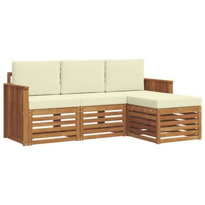 vidaXL K&uuml;lt&eacute;ri kanap&eacute; szett p&aacute;rn&aacute;val 4 pcs Term&eacute;szetes &eacute;s kr&eacute;msz&iacute;nű