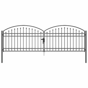 vidaXL Ker&iacute;t&eacute;s kapu ASSEN 401 x 175,5 cm Ac&eacute;l Sz&uuml;rke Z&aacute;rolhat&oacute;