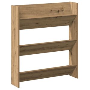 vidaXL k&eacute;zműves t&ouml;lgy sz&iacute;nű szerelt fa fali cipőszekr&eacute;ny 80x18x90 cm