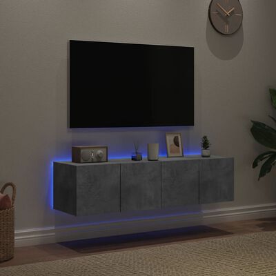 vidaXL 2 db betonszürke fali TV-szekrény LED-del 60x35x31 cm