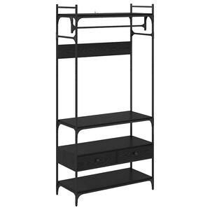 vidaXL Ruh&aacute;sszekr&eacute;ny fi&oacute;kkal Musta tammi 89 x 39 x 184.5 cm Faanyag