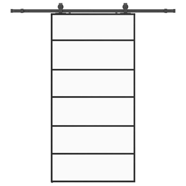 vidaXL fekete ESG üveg tolóajtó fémszerelvény-szettel 102x205 cm