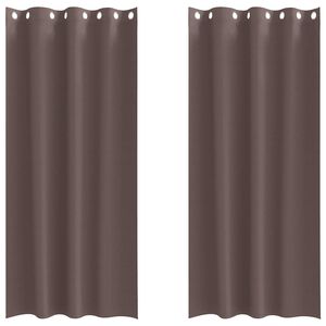 vidaXL Fekete F&uuml;gg&ouml;ny Gyűrűkkel 2 db S&ouml;t&eacute;t Barna 260 x 140 cm