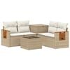 vidaXL Kanap&eacute; Szett 6 db Beige &eacute;s Kr&eacute;msz&iacute;nű Poli rattan &eacute;s ac&eacute;l