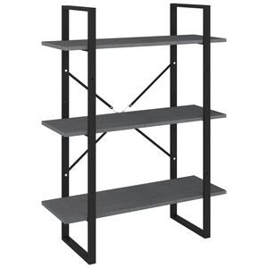 vidaXL h&aacute;romszintes sz&uuml;rke t&ouml;m&ouml;r fenyőfa k&ouml;nyvszekr&eacute;ny 80x30x105 cm