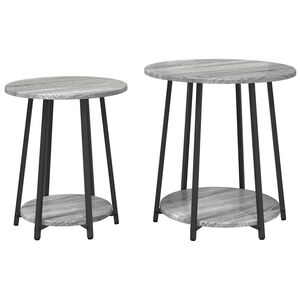 vidaXL Kisasztal k&eacute;szlet 2 db Sz&uuml;rke Sonoma &eacute;s Fekete 50 x 50 x 51 cm