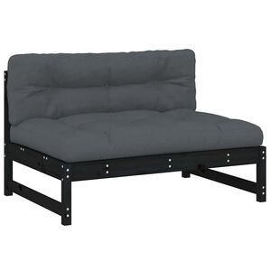 vidaXL fekete t&ouml;m&ouml;r fenyőfa k&ouml;z&eacute;pső kanap&eacute; 120 x 80 cm