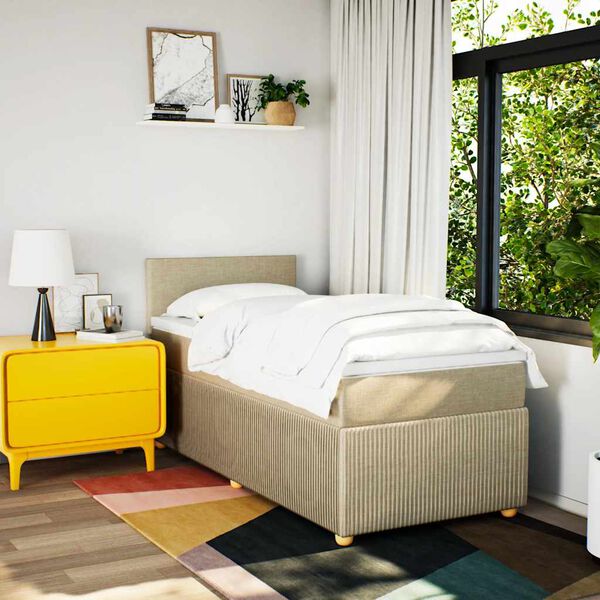 vidaXL kr&eacute;msz&iacute;nű sz&ouml;vet rug&oacute;s &aacute;gy matraccal 100 x 200 cm