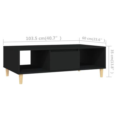 vidaXL fekete forgácslap dohányzóasztal 103,5 x 60 x 35 cm