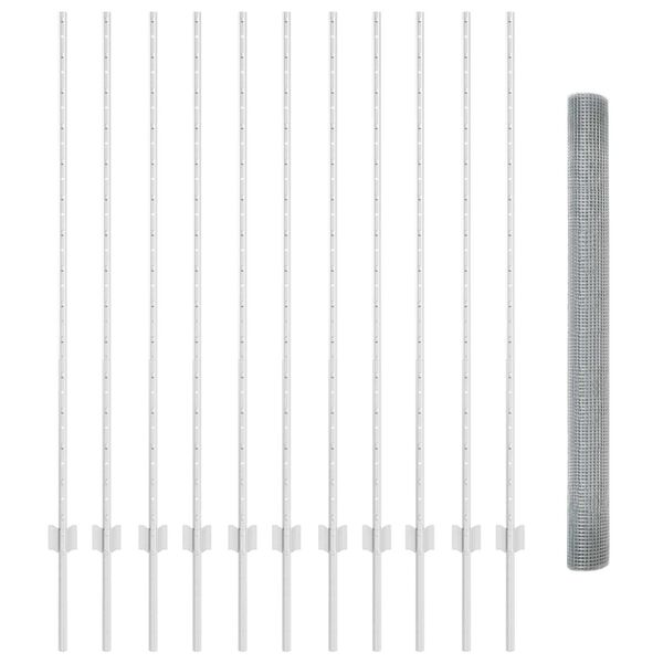 vidaXL Ker&iacute;t&eacute;s oszlopokkal Ez&uuml;st 1,4 x 25 m Ac&eacute;l