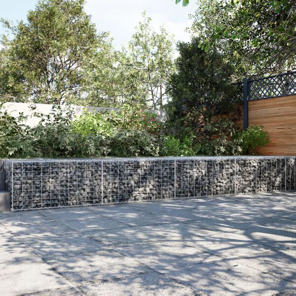 vidaXL horganyzott vas gabion kosár fedéllel 600 x 100 x 50 cm