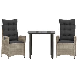 vidaXL 3r&eacute;szes vil&aacute;gossz&uuml;rke polyrattan kerti &eacute;tkezőgarnit&uacute;ra p&aacute;rn&aacute;val