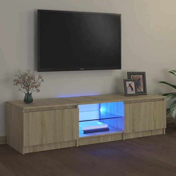 vidaXL sonoma t&ouml;lgy sz&iacute;nű TV-szekr&eacute;ny LED l&aacute;mp&aacute;kkal 140x40x36 cm