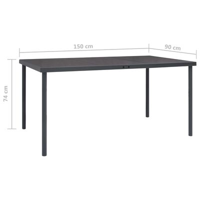 vidaXL antracitszürke kültéri étkezőasztal 150 x 90 x 74 cm