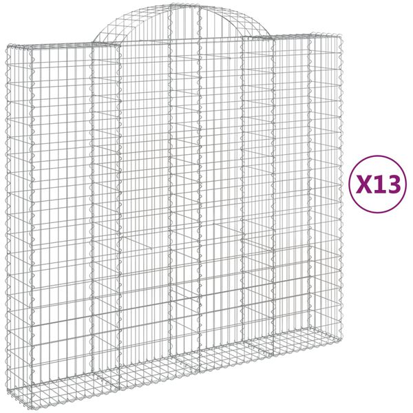 vidaXL 13 db &iacute;ves horganyzott vas gabion kos&aacute;r 200x50x180/200 cm