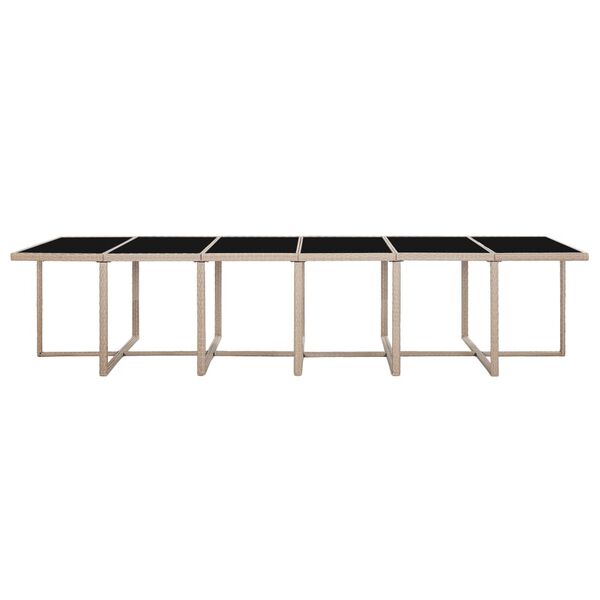 vidaXL 17 r&eacute;szes b&eacute;zs polyrattan k&uuml;lt&eacute;ri &eacute;tkezőszett p&aacute;rn&aacute;kkal