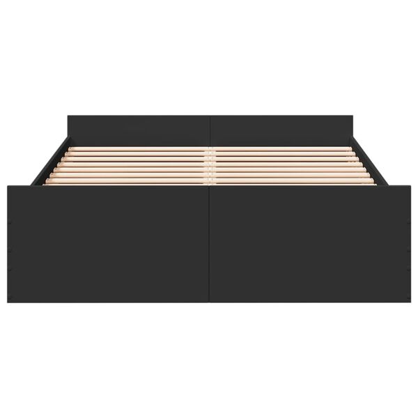 vidaXL fekete szerelt fa ágykeret fiókkal 140 x 190 cm