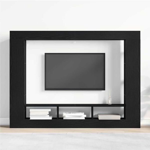 vidaXL TV szekrény Musta tammi 152 x 22 x 113 cm Faanyag