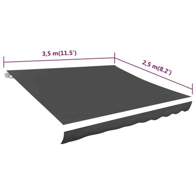 vidaXL antracitszürke vászon napellenző tető 350 x 250 cm