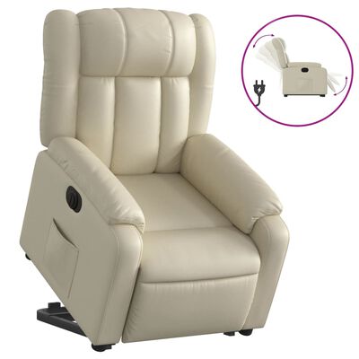 vidaXL elektromos krémszínű műbőr felállást segítő dönthető fotel