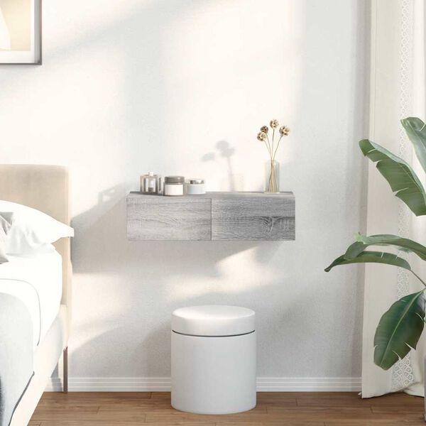 vidaXL Falipolc fi&oacute;kokkal sz&uuml;rke sonoma 60x26,5x15 cm műszaki fa