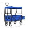 vidaXL kék acél összecsukható kézikocsi védőtetővel