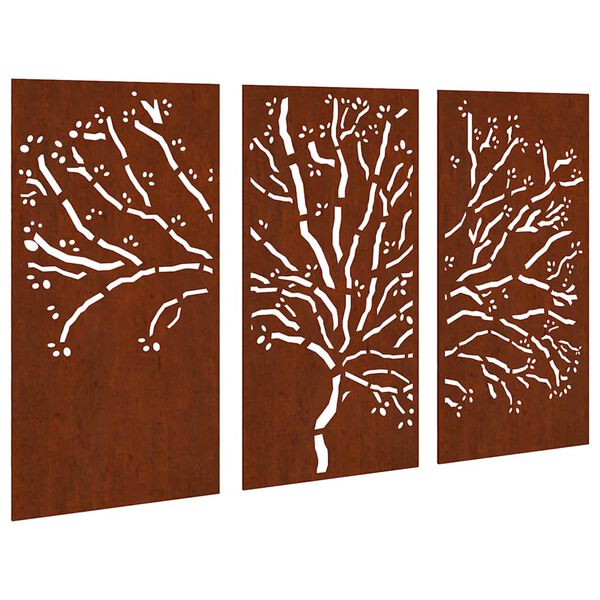 vidaXL 3 db famint&aacute;s corten ac&eacute;l kerti fald&iacute;sz 105 x 55 cm