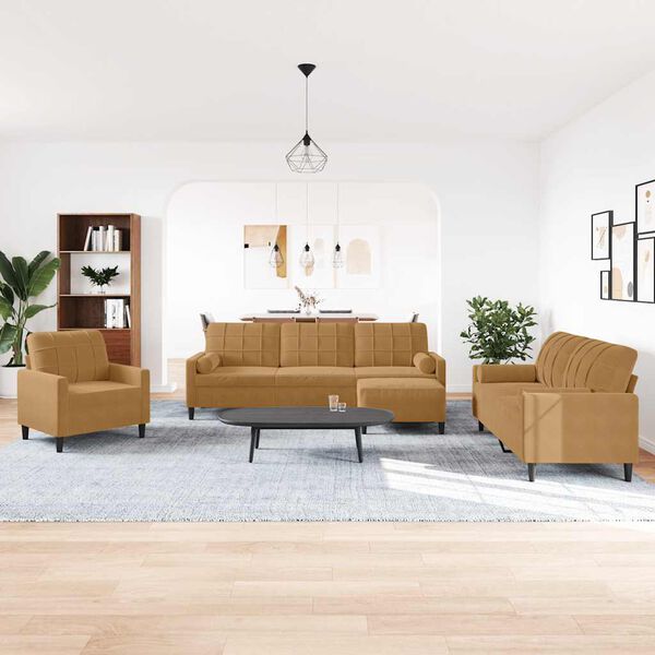 vidaXL 4 r&eacute;szes barna b&aacute;rsony &uuml;lőgarnit&uacute;ra p&aacute;rn&aacute;kkal