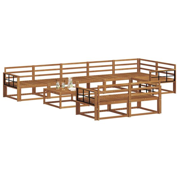 vidaXL K&uuml;lt&eacute;ri kanap&eacute; szett 9 pcs Term&eacute;szetes T&ouml;m&ouml;r Ak&aacute;cfa