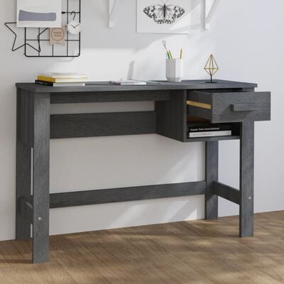 vidaXL HAMAR sötétszürke tömör fenyőfa íróasztal 110 x 40 x 75 cm