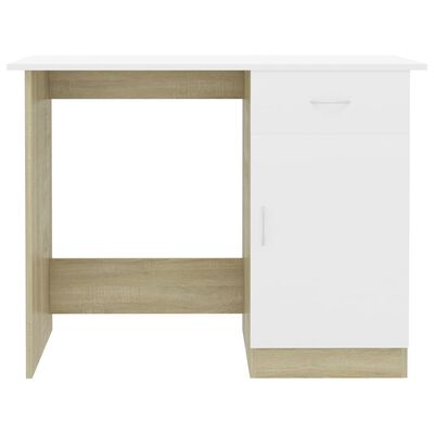 vidaXL fehér-sonoma színű forgácslap íróasztal 100 x 50 x 76 cm