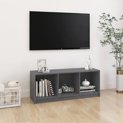 vidaXL szürke tömör fenyőfa TV-szekrény 104 x 33 x 41 cm
