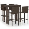 vidaXL 5 r&eacute;szes barna polyrattan k&uuml;lt&eacute;ri b&aacute;rszett kart&aacute;masszal