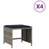 vidaXL 4 db sz&uuml;rke polyrattan kerti sz&eacute;k p&aacute;rn&aacute;val 40 x 40 x 35 cm