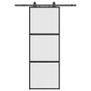 vidaXL fekete edzett &uuml;veg tol&oacute;ajt&oacute; f&eacute;mszerel&eacute;k szettel 76x205 cm