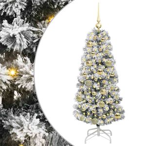 vidaXL Műanyag Hajtogat&oacute;s Kar&aacute;csonyfa 150 LED Z&ouml;ld &eacute;s Feh&eacute;r 120 cm