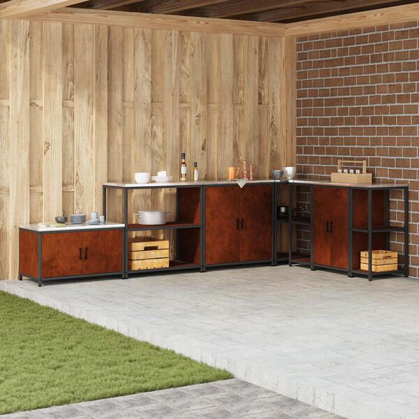 vidaXL Konyhai T&aacute;rol&aacute;s polcokkal Rozsd&aacute;s 60 x 50 x 92 cm Ac&eacute;l