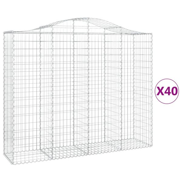 vidaXL 40 db &iacute;ves horganyzott vas gabion kos&aacute;r 200x50x160/180 cm
